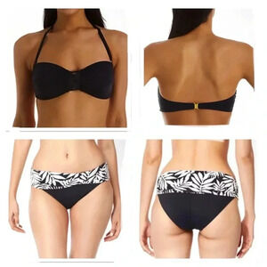 Bleu Rod Beattie Basket Case Shirred Molded Bandeau Swim Top and Bottom Size 14